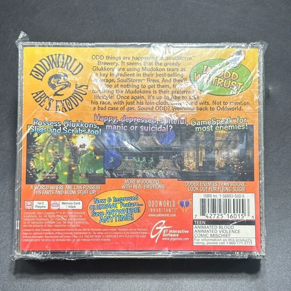 Oddworld: Abe's Exoddus 2-Disc PS1 (Sony PlayStation 1, 1998) CIB